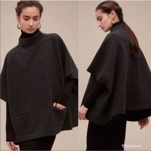 Wilfred Dark Gray Merino Wool Poncho